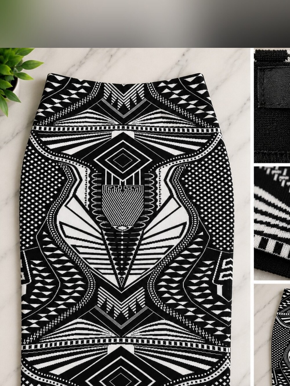 Rue21 Black and White Geometric Midi Skirt